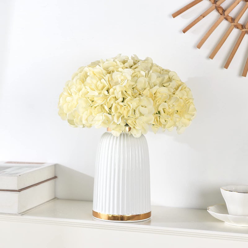 LUSHIDI 10PCS Silk Hydrangea Heads with Stems Artificial Flowers for Wedding Party Home Decor (Champagne) - Image 2